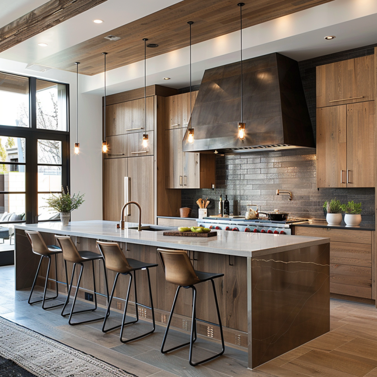 Oak and walnut kitchen remodeling