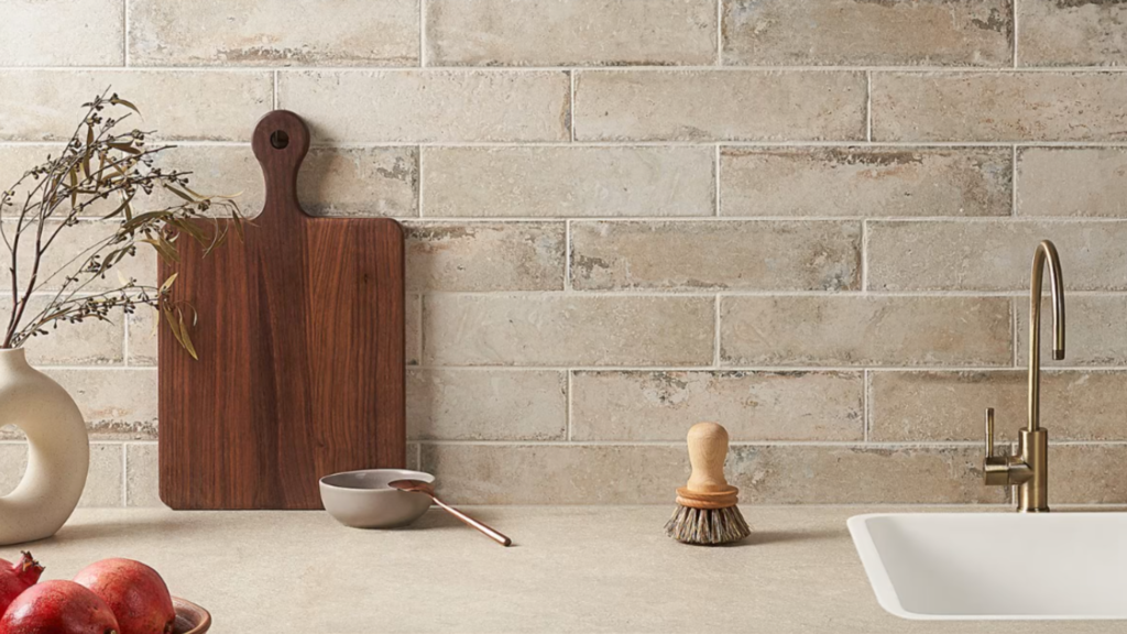 Limestone tile backsplash kitchen remodel inspiration